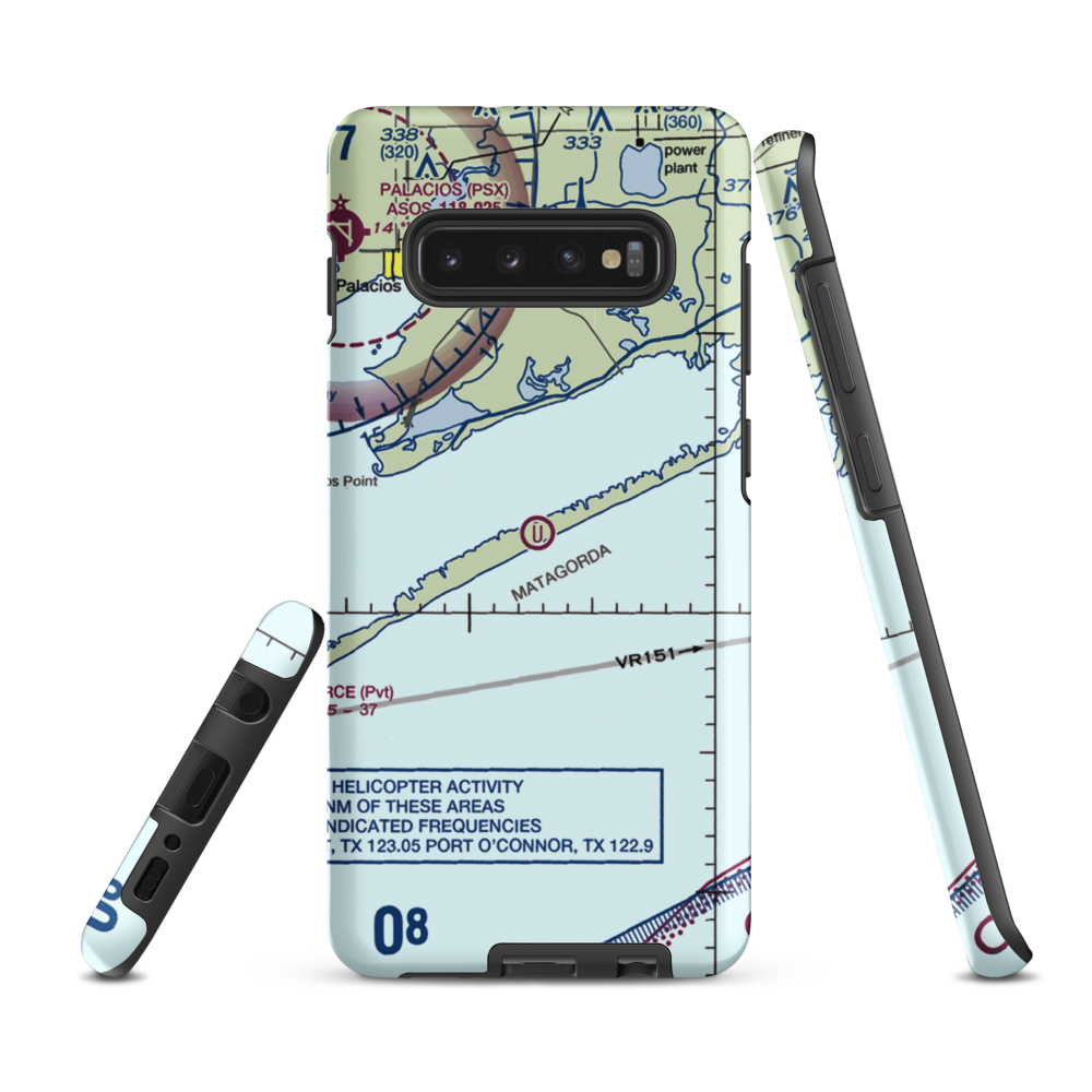 Matagorda Peninsula Airport (US-0261) VFR Sectional Samsung Phone Case Samsung Galaxy S10 Plus model shown