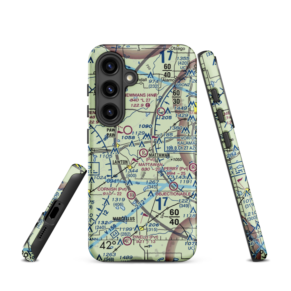 Mattawan Airpark (8MI3) VFR Sectional Samsung Phone Case Samsung Galaxy S24 model shown