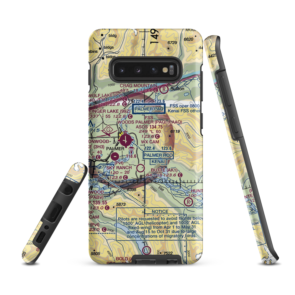 Maud Road Strip Airport (74AK) VFR Sectional Samsung Phone Case Samsung Galaxy S10 Plus model shown