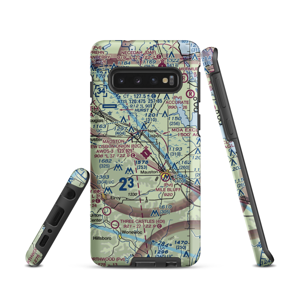 Mauston New Lisbon Union Airport (82C) VFR Sectional Samsung Phone Case Samsung Galaxy S10 model shown