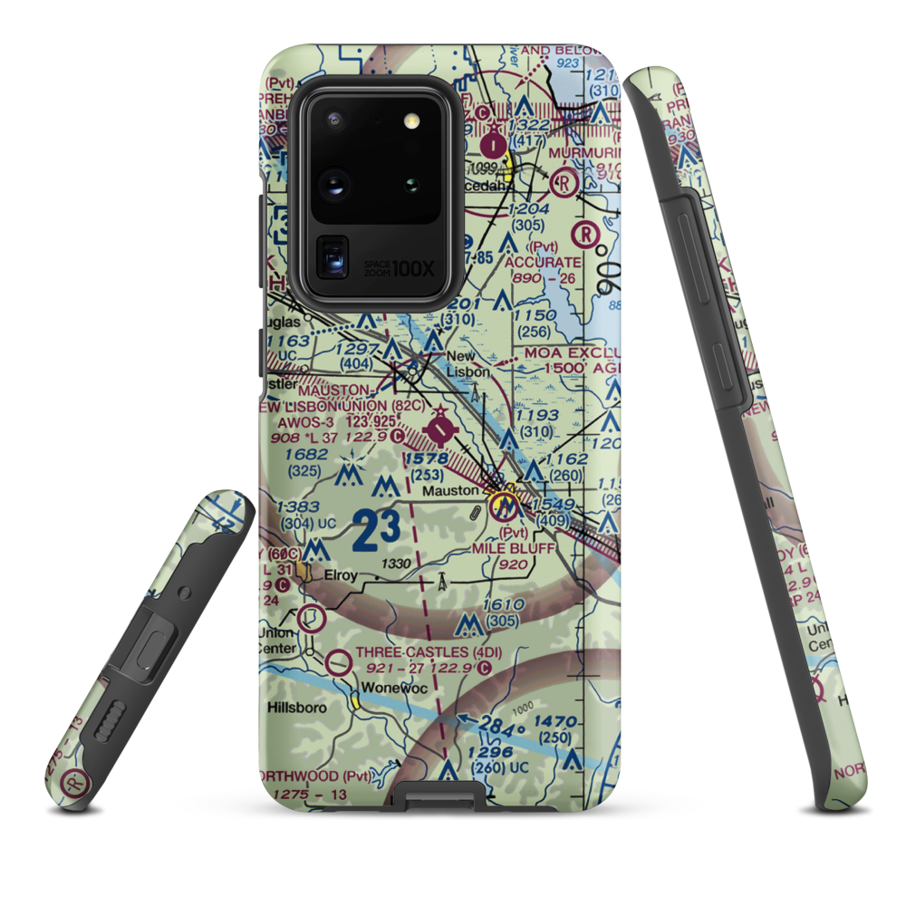 Mauston New Lisbon Union Airport (82C) VFR Sectional Samsung Phone Case Samsung Galaxy S20 Ultra model shown