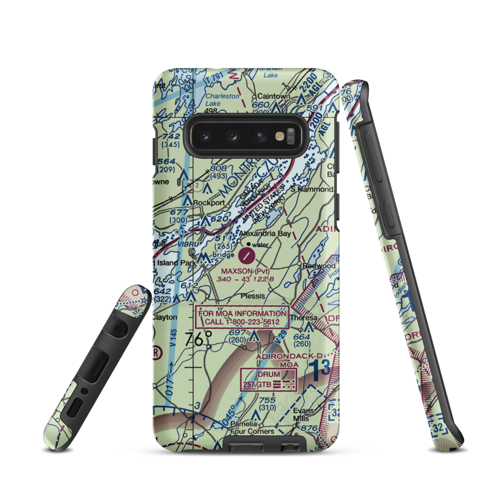 Maxson Airfield (89NY) VFR Sectional Samsung Phone Case Samsung Galaxy S10 model shown