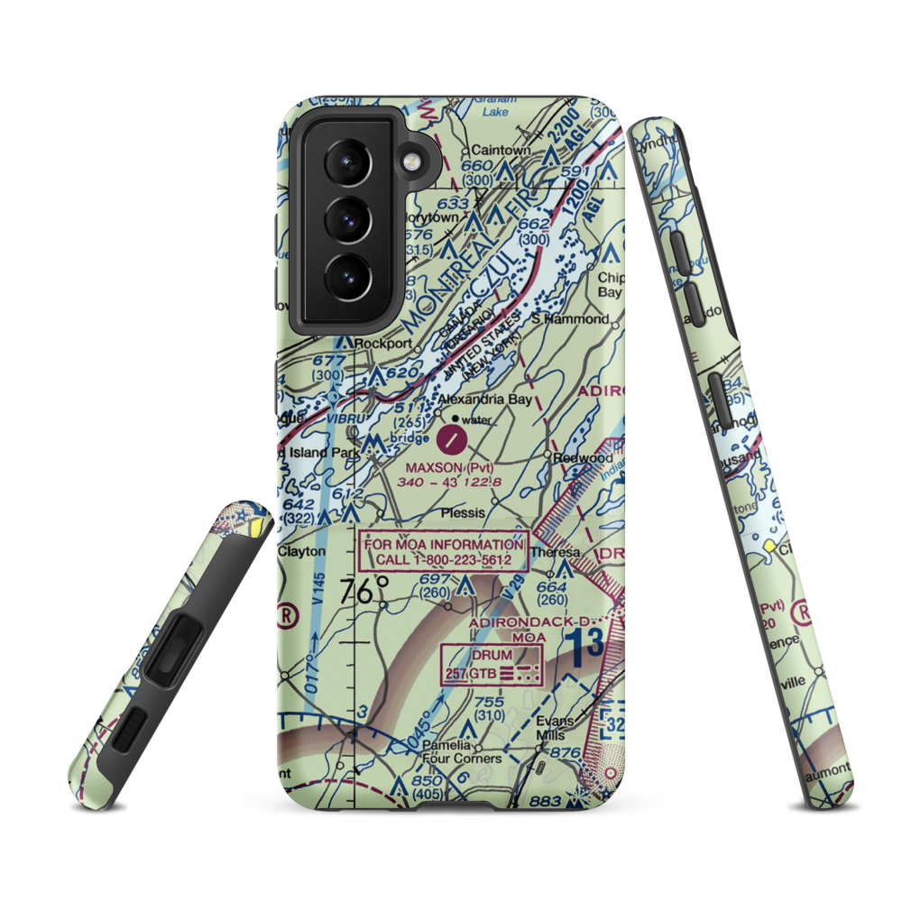 Maxson Airfield (89NY) VFR Sectional Samsung Phone Case Samsung Galaxy S21 FE model shown