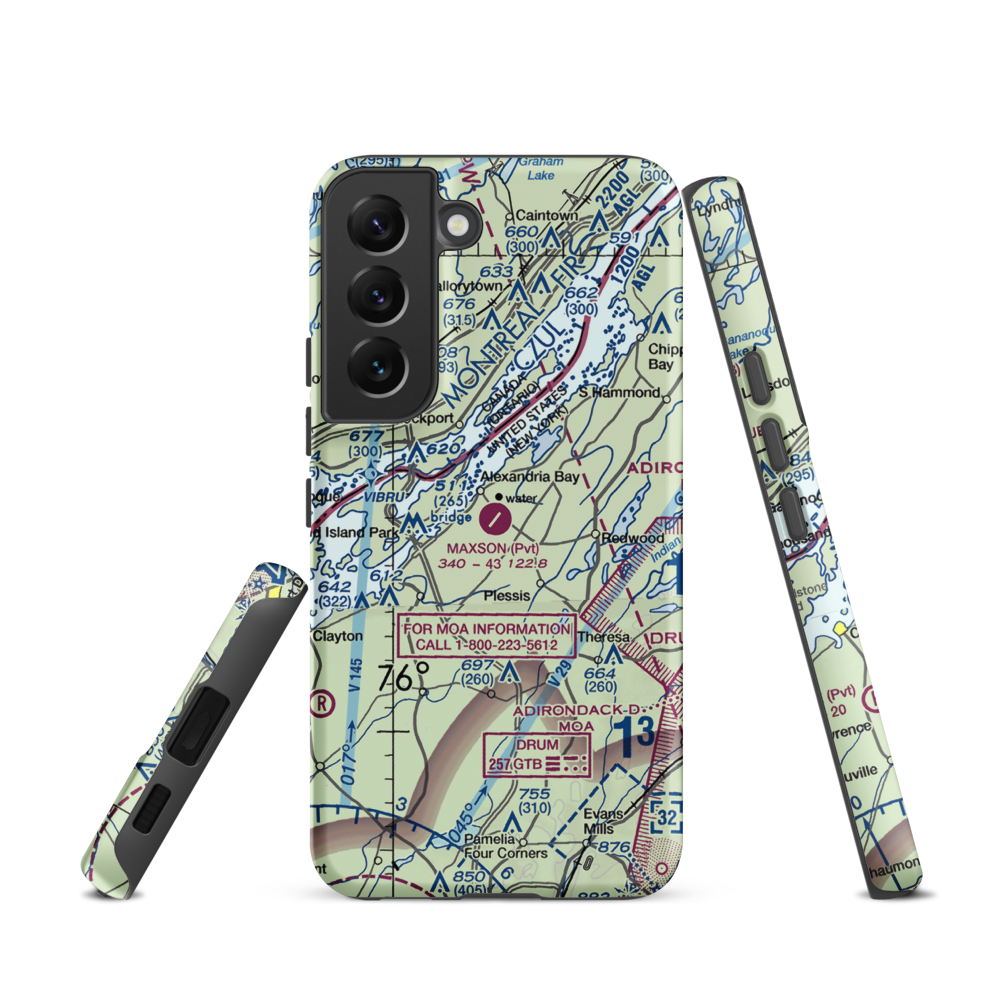 Maxson Airfield (89NY) VFR Sectional Samsung Phone Case Samsung Galaxy S22 model shown