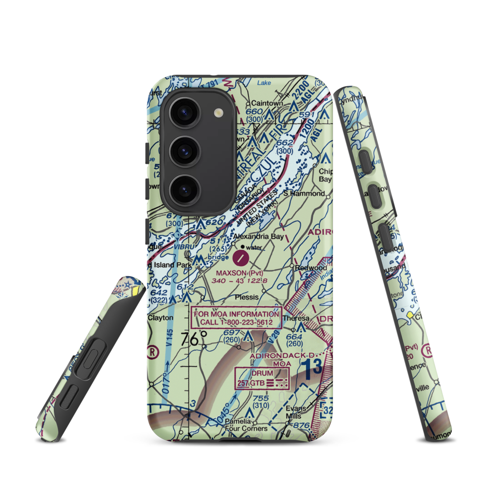 Maxson Airfield (89NY) VFR Sectional Samsung Phone Case Samsung Galaxy S23 model shown