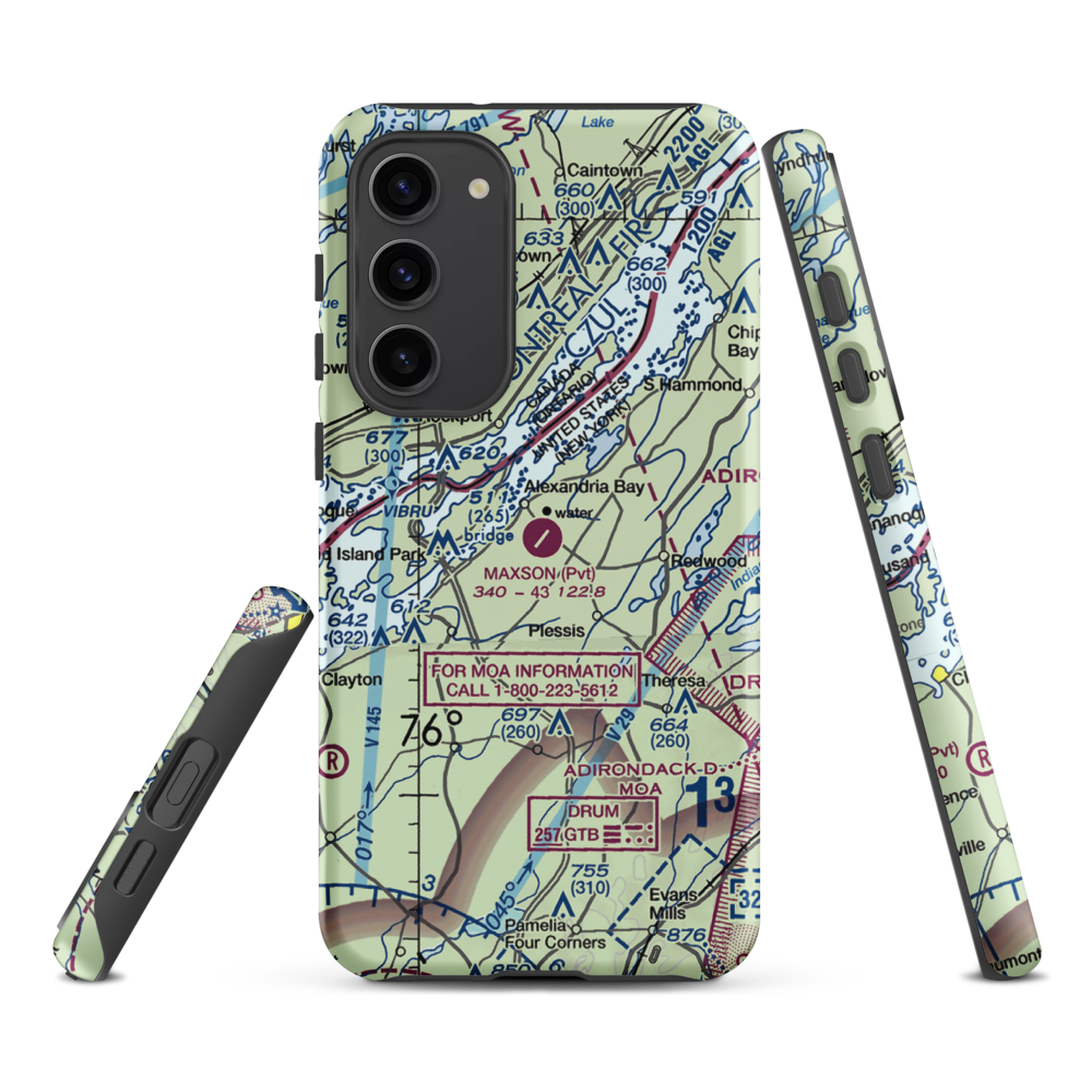 Maxson Airfield (89NY) VFR Sectional Samsung Phone Case Samsung Galaxy S23 Plus model shown