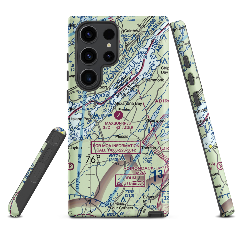 Maxson Airfield (89NY) VFR Sectional Samsung Phone Case Samsung Galaxy S23 Ultra model shown