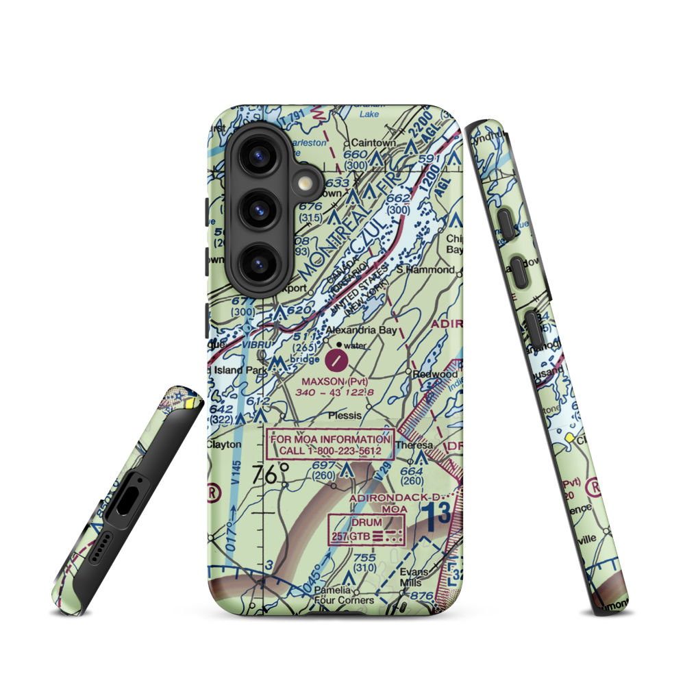 Maxson Airfield (89NY) VFR Sectional Samsung Phone Case Samsung Galaxy S24 model shown