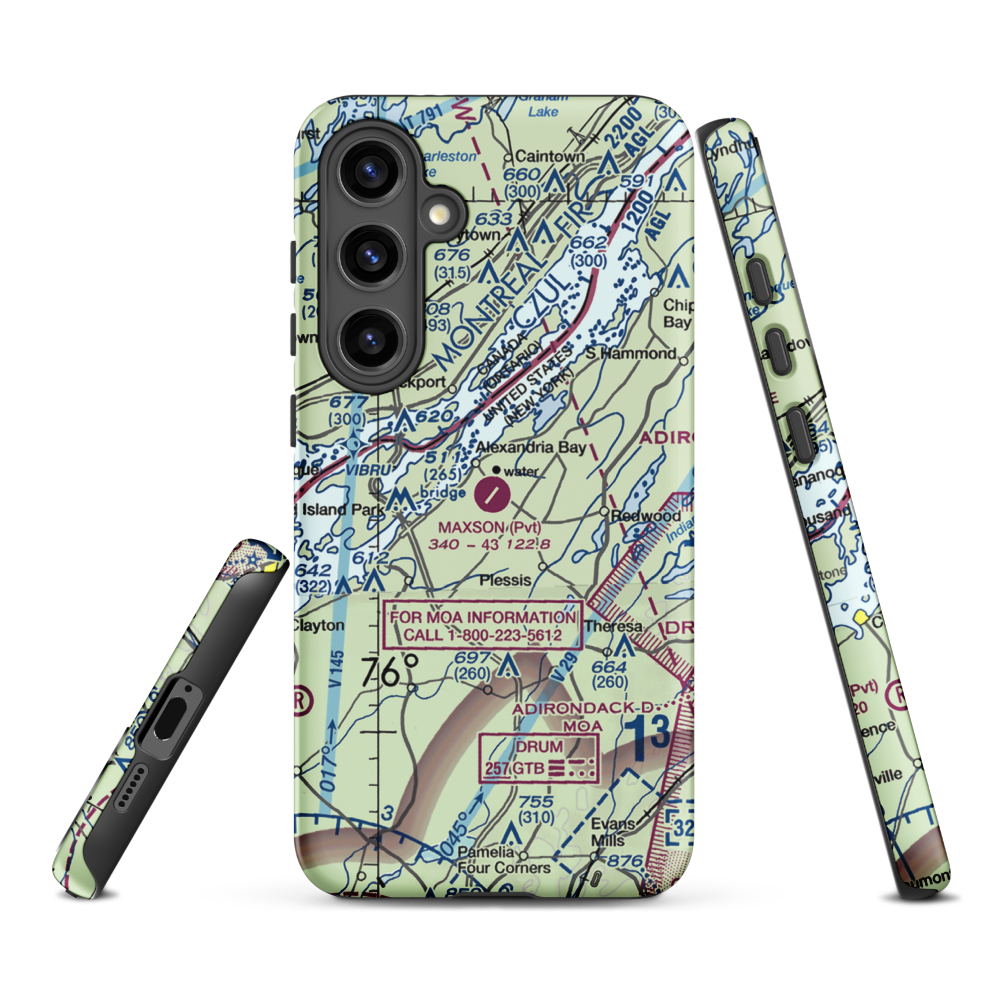 Maxson Airfield (89NY) VFR Sectional Samsung Phone Case Samsung Galaxy S24 Plus model shown