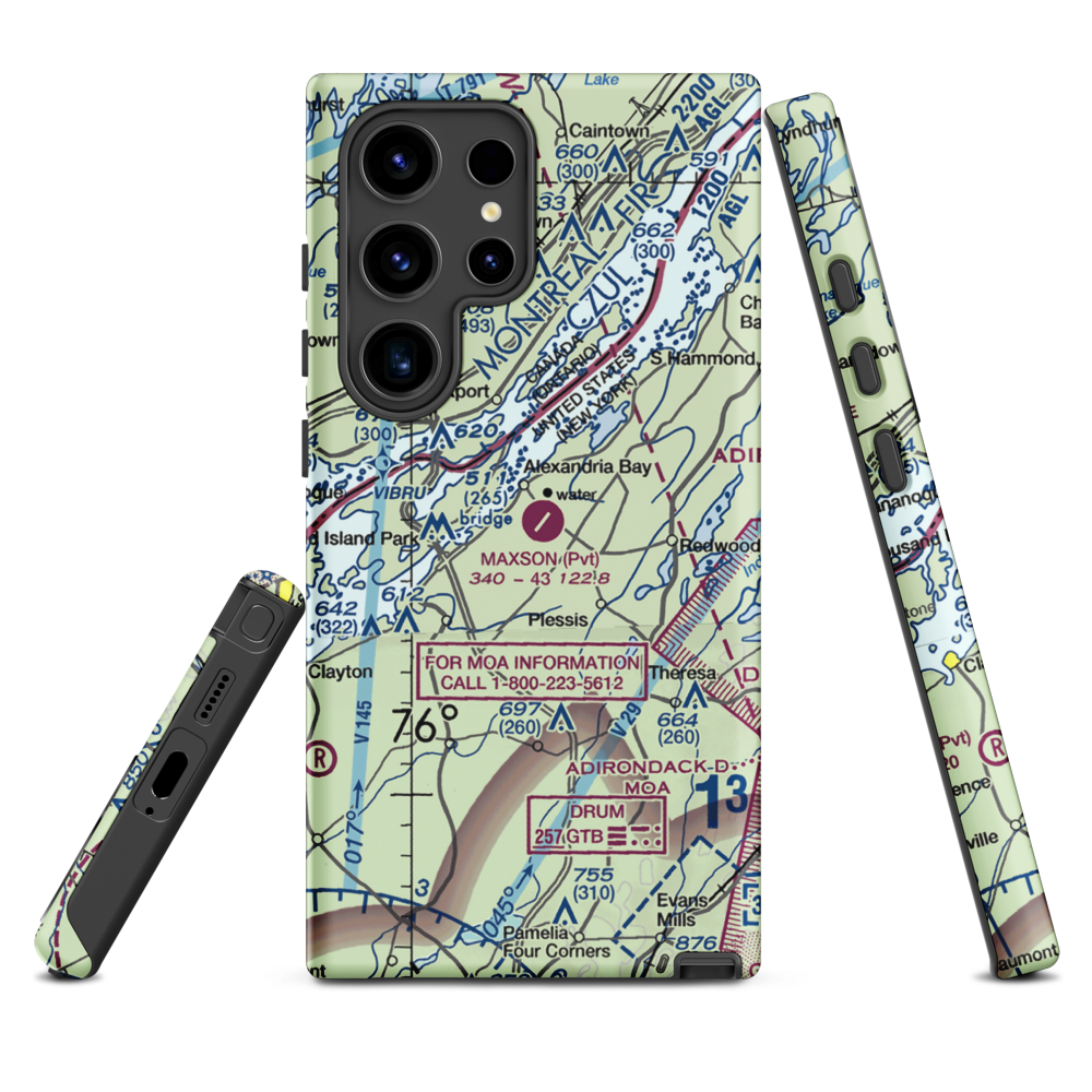 Maxson Airfield (89NY) VFR Sectional Samsung Phone Case Samsung Galaxy S24 Ultra model shown