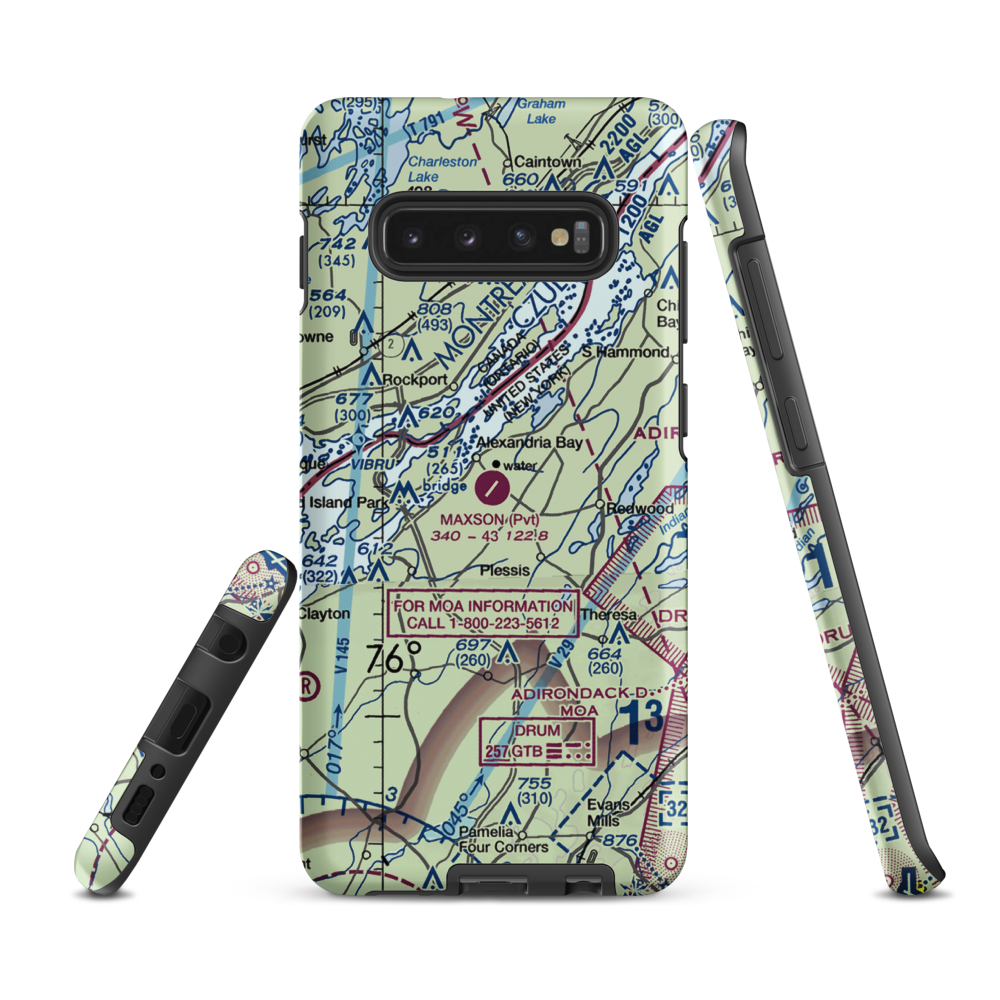Maxson Airfield (89NY) VFR Sectional Samsung Phone Case Samsung Galaxy S10 Plus model shown