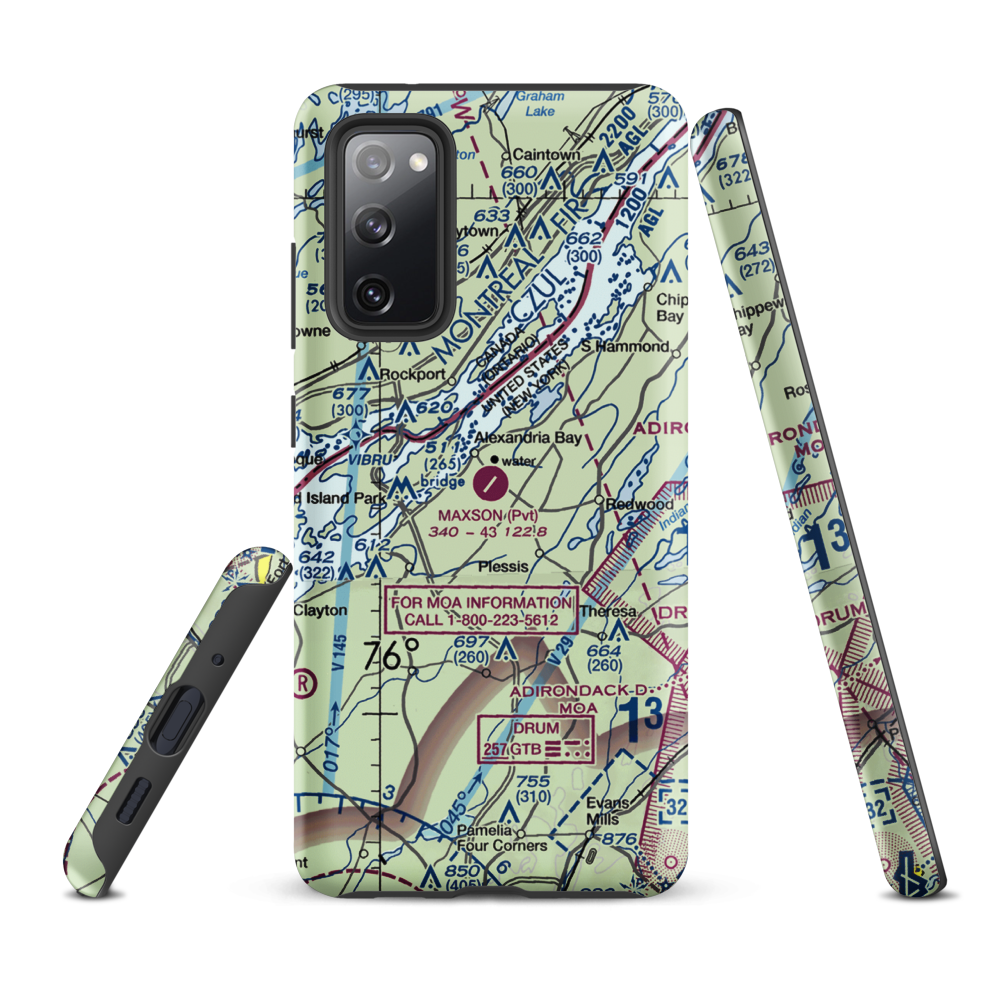 Maxson Airfield (89NY) VFR Sectional Samsung Phone Case Samsung Galaxy S20 FE model shown