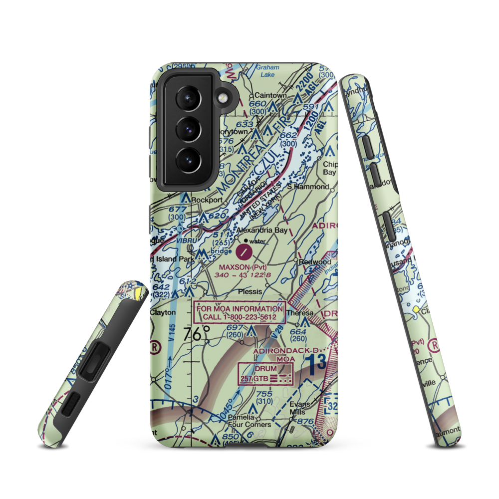 Maxson Airfield (89NY) VFR Sectional Samsung Phone Case Samsung Galaxy S21 model shown
