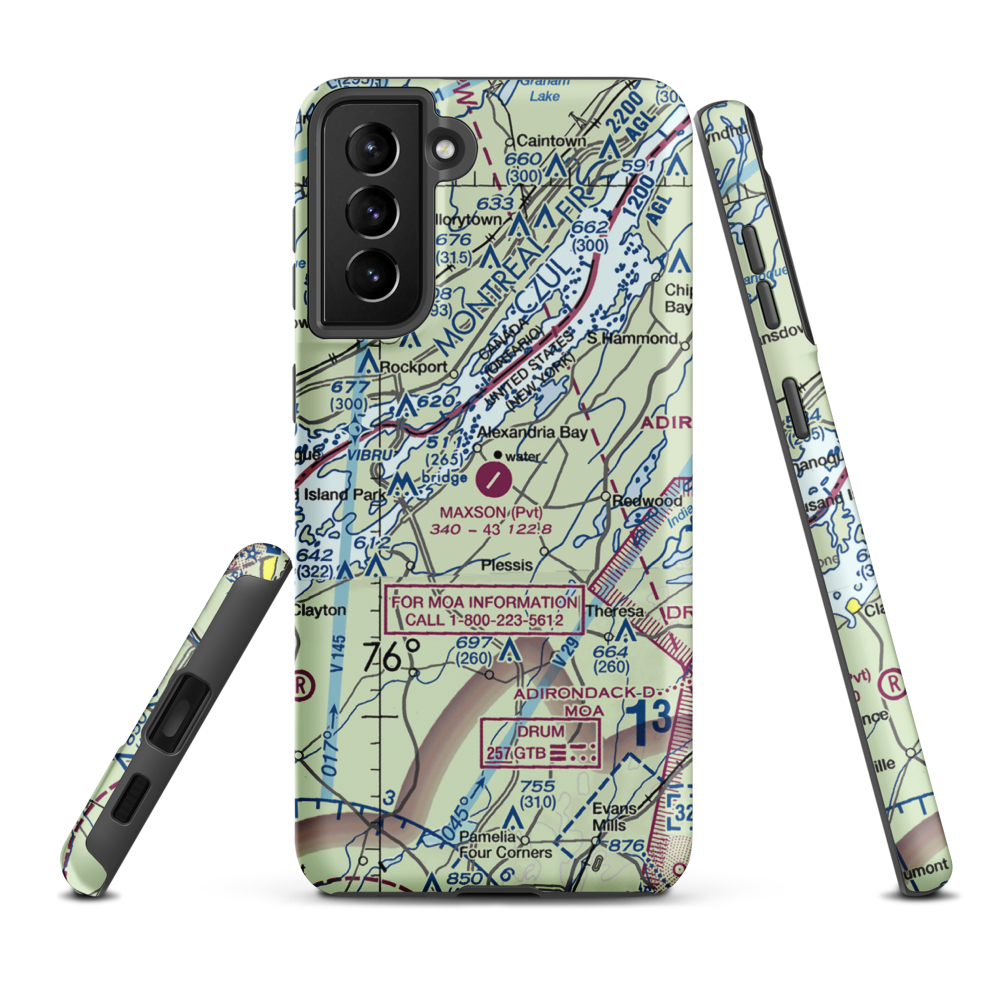 Maxson Airfield (89NY) VFR Sectional Samsung Phone Case Samsung Galaxy S21 Plus model shown