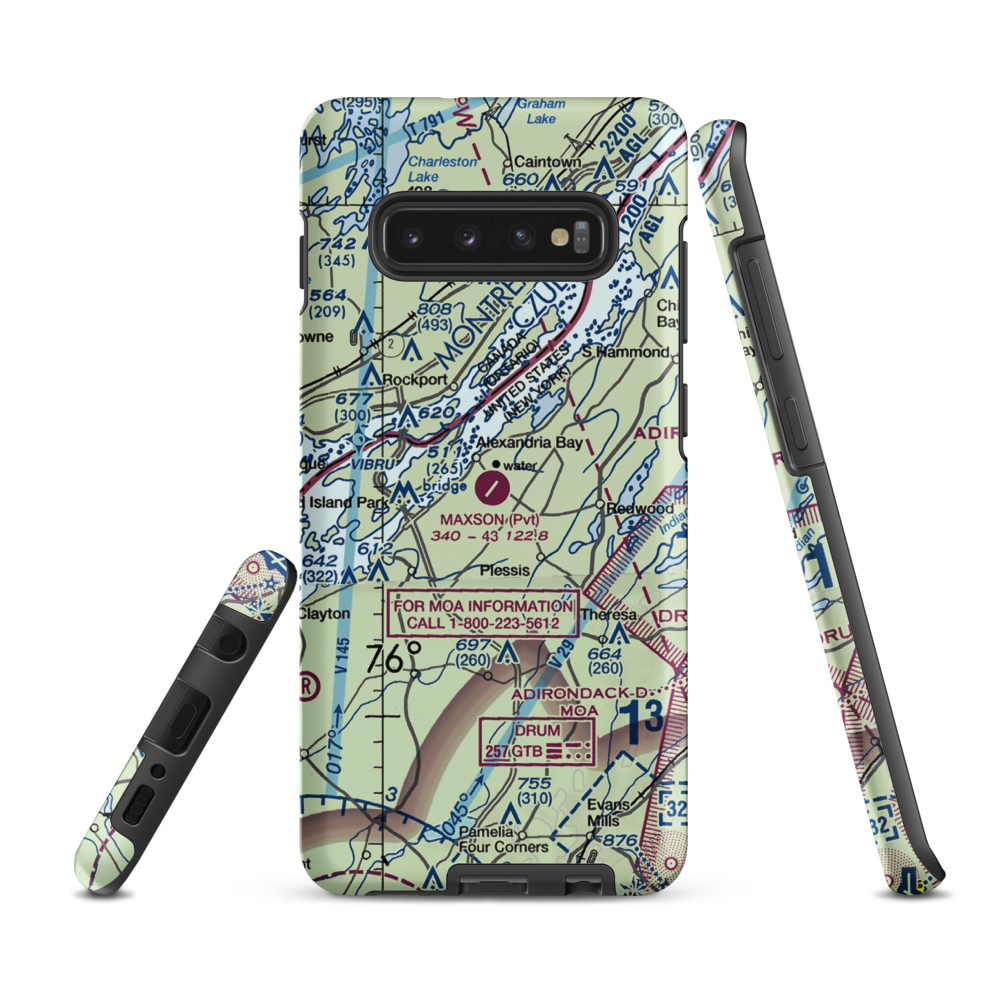 Maxson Airfield (AXB) VFR Sectional Samsung Phone Case Samsung Galaxy S10 Plus model shown