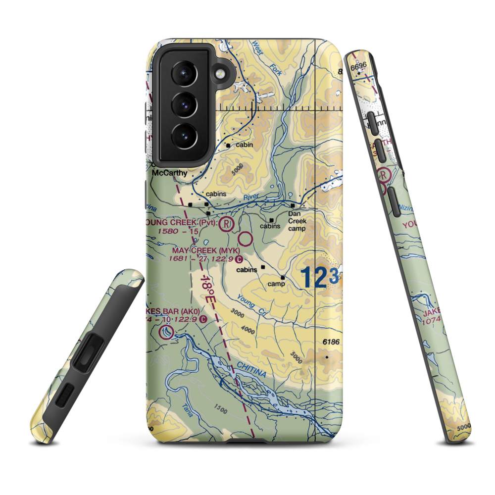 May Creek Airport (MYK) VFR Sectional Samsung Phone Case Samsung Galaxy S21 Plus model shown