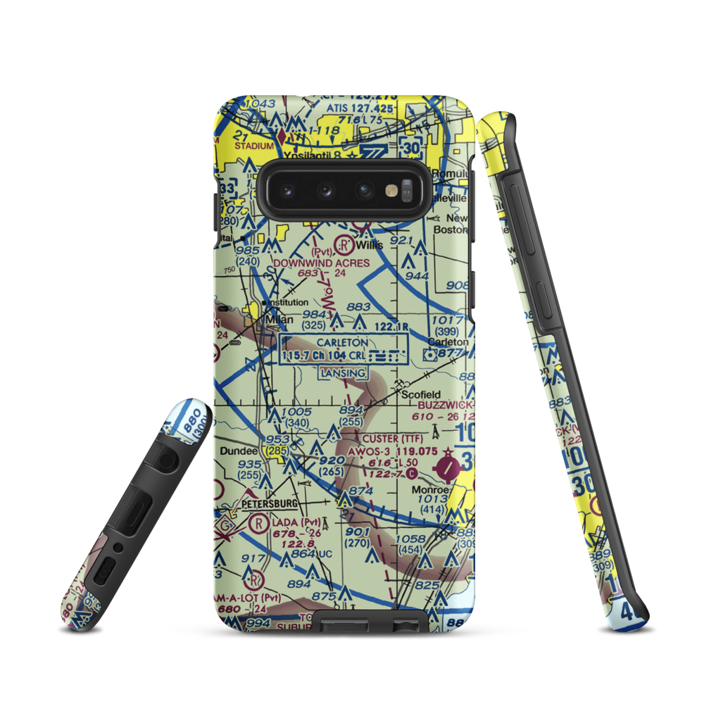 Maybee Airport (60MI) VFR Sectional Samsung Phone Case Samsung Galaxy S10 model shown