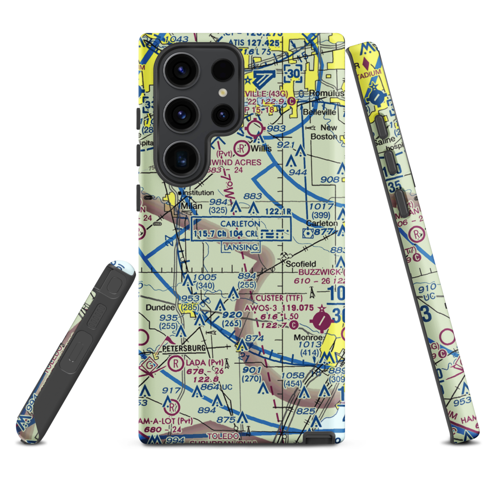 Maybee Airport (60MI) VFR Sectional Samsung Phone Case Samsung Galaxy S23 Ultra model shown
