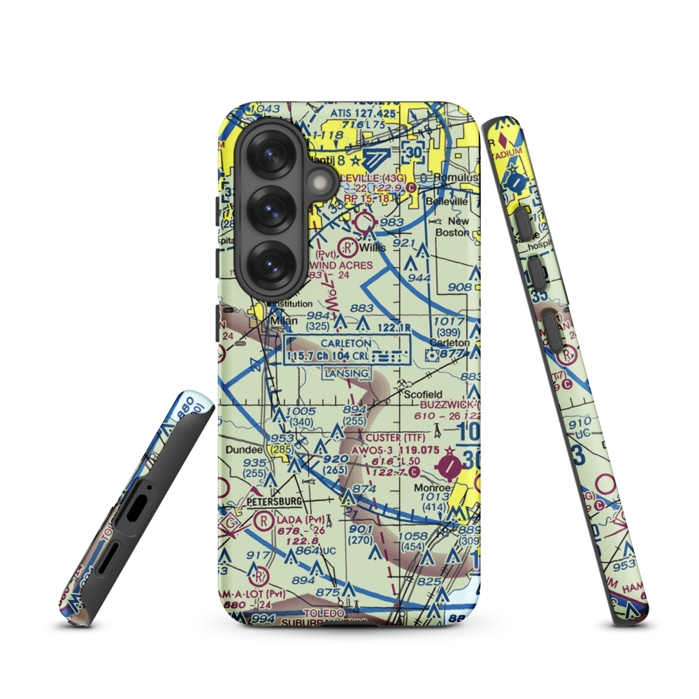 Maybee Airport (60MI) VFR Sectional Samsung Phone Case Samsung Galaxy S25 model shown