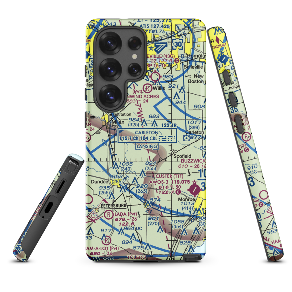Maybee Airport (60MI) VFR Sectional Samsung Phone Case Samsung Galaxy S25 Ultra model shown