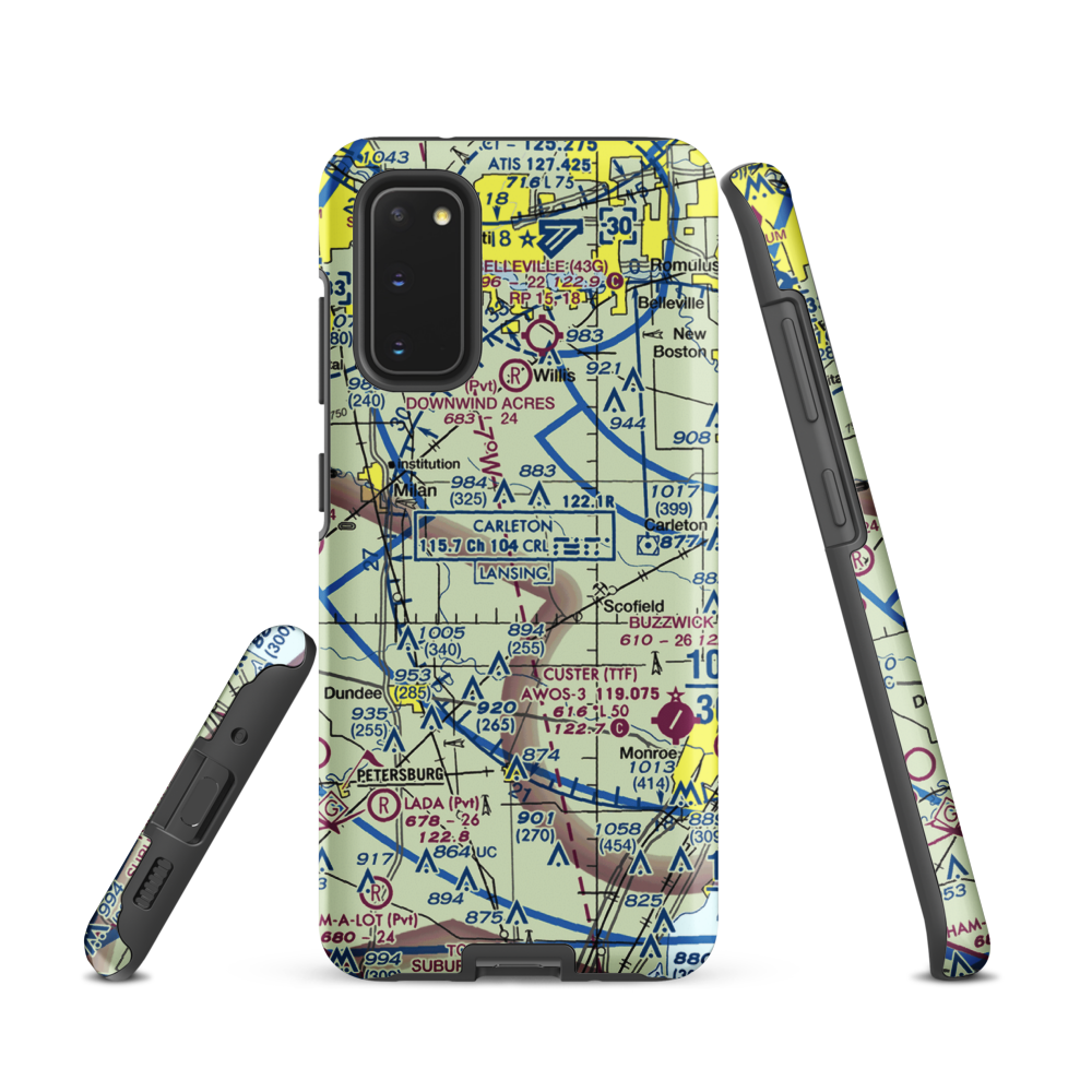 Maybee Airport (60MI) VFR Sectional Samsung Phone Case Samsung Galaxy S20 model shown