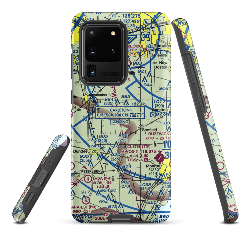Maybee Airport (60MI) VFR Sectional Samsung Phone Case Samsung Galaxy S20 Ultra model shown