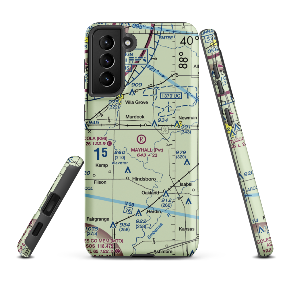 Mayhall Airport (5LL3) VFR Sectional Samsung Phone Case Samsung Galaxy S21 Plus model shown
