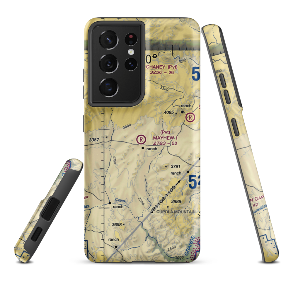 Mayhew Ranch Nr 1 Airport (93TE) VFR Sectional Samsung Phone Case Samsung Galaxy S21 Ultra model shown