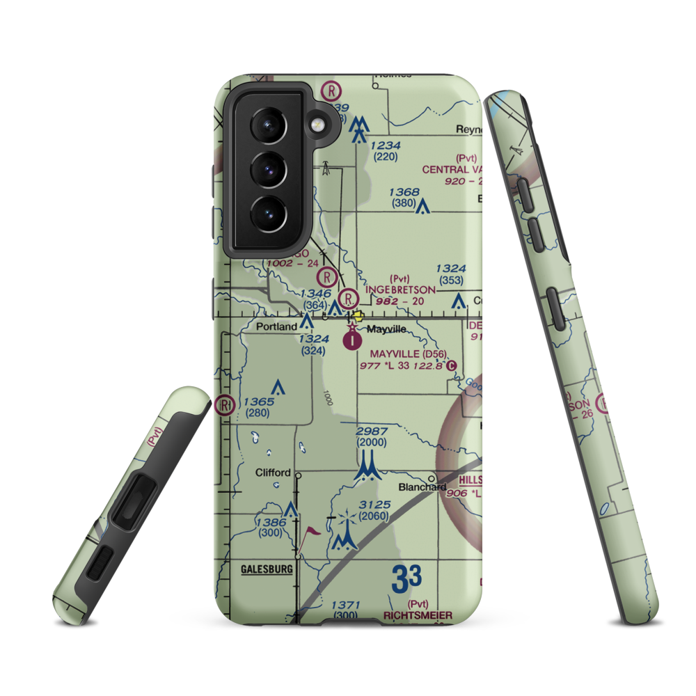 Mayville Municipal Airport (D56) VFR Sectional Samsung Phone Case Samsung Galaxy S21 FE model shown