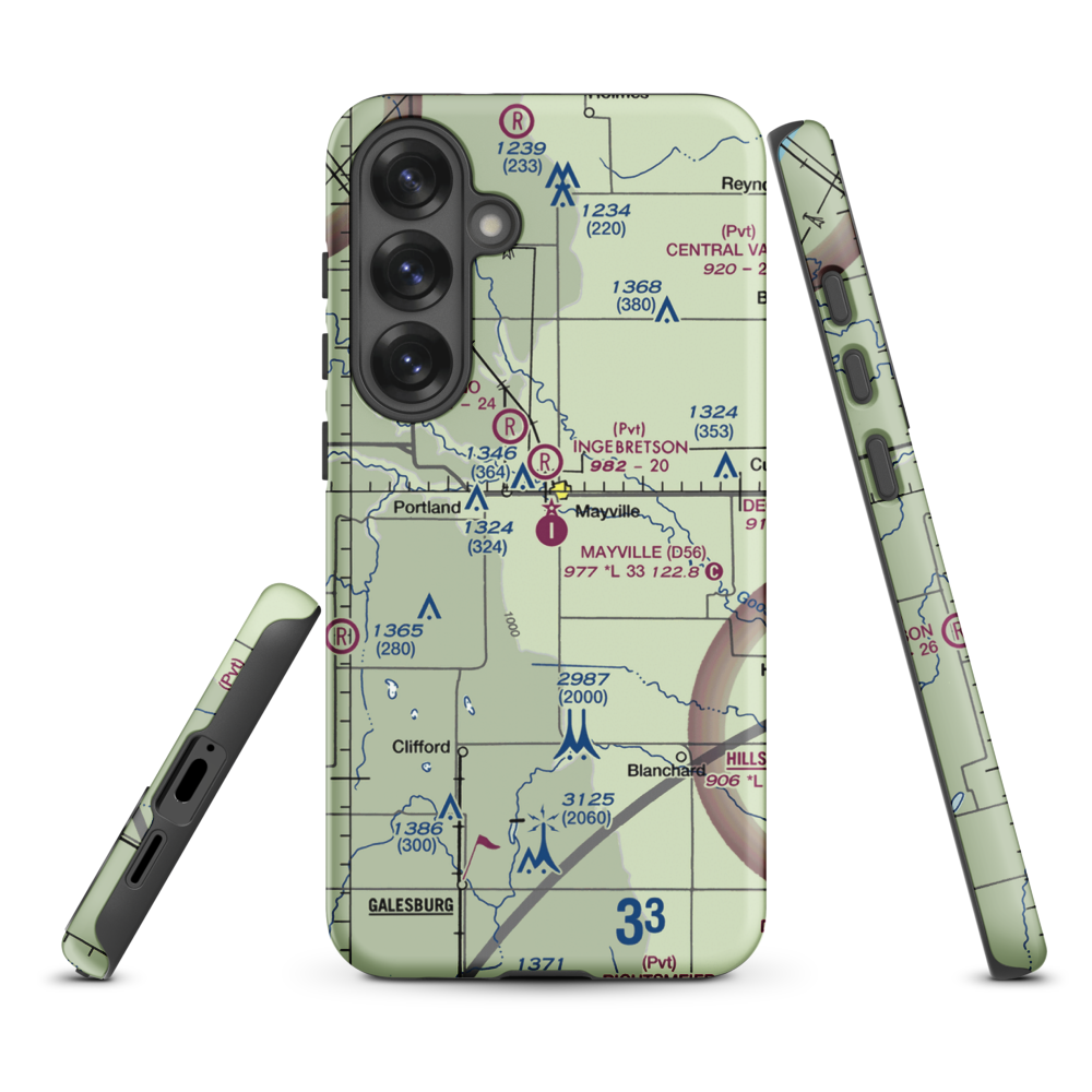 Mayville Municipal Airport (D56) VFR Sectional Samsung Phone Case Samsung Galaxy S25 Plus model shown