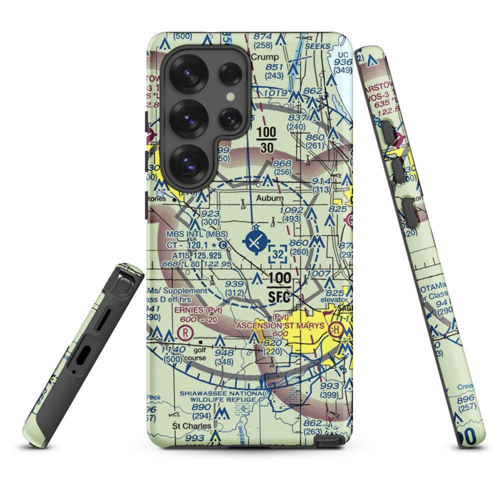 MBS International Airport (MBS) VFR Sectional Samsung Phone Case Samsung Galaxy S25 Ultra model shown