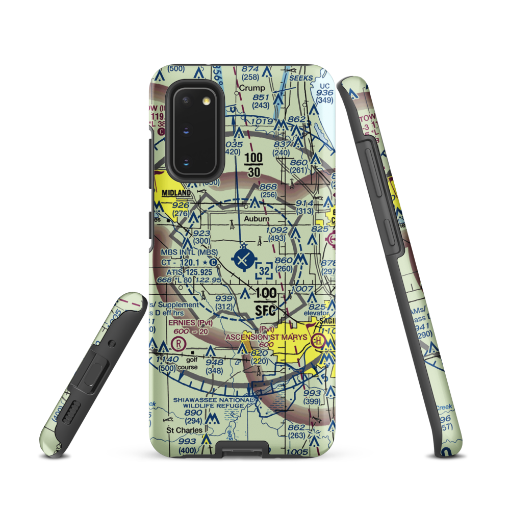 MBS International Airport (MBS) VFR Sectional Samsung Phone Case Samsung Galaxy S20 model shown