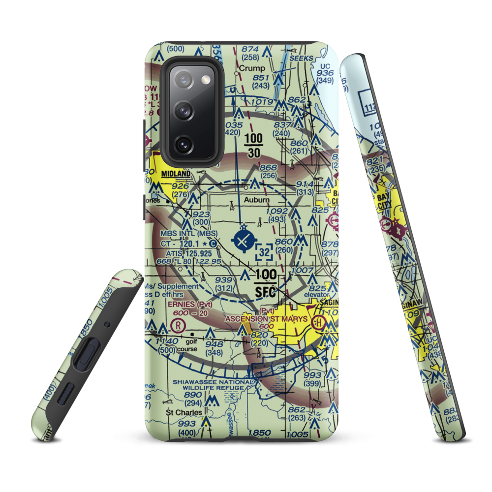 MBS International Airport (MBS) VFR Sectional Samsung Phone Case Samsung Galaxy S20 FE model shown