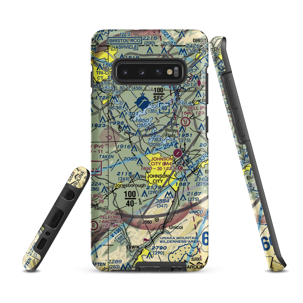 Mc Afee Stol Patch STOLport (TN62) VFR Sectional Samsung Phone Case Samsung Galaxy S10 Plus model shown