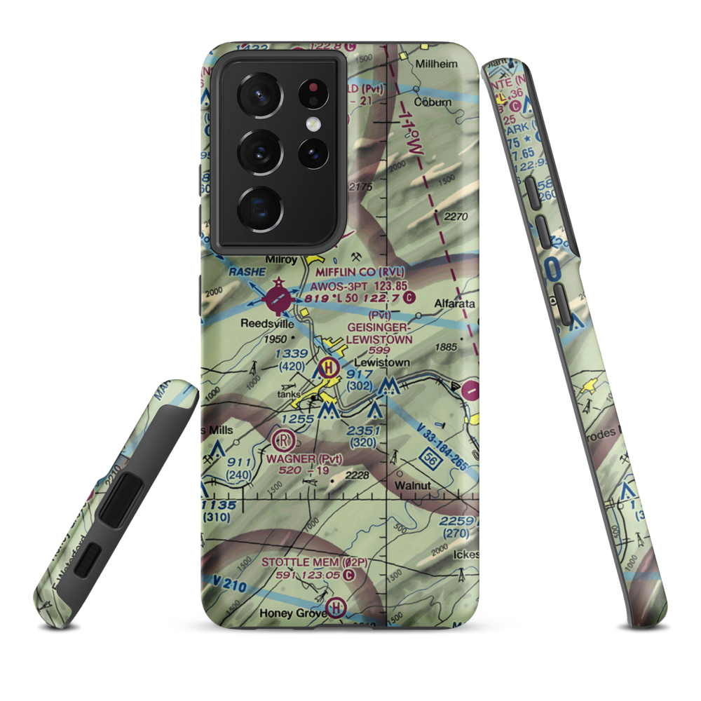 Mc Cardle Farm Airport (PS11) VFR Sectional Samsung Phone Case Samsung Galaxy S21 Ultra model shown