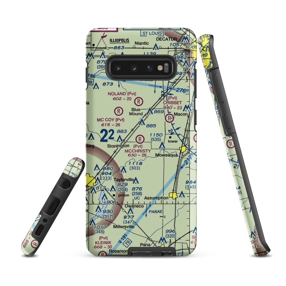 Mc Christy Airport (IS54) VFR Sectional Samsung Phone Case Samsung Galaxy S10 Plus model shown