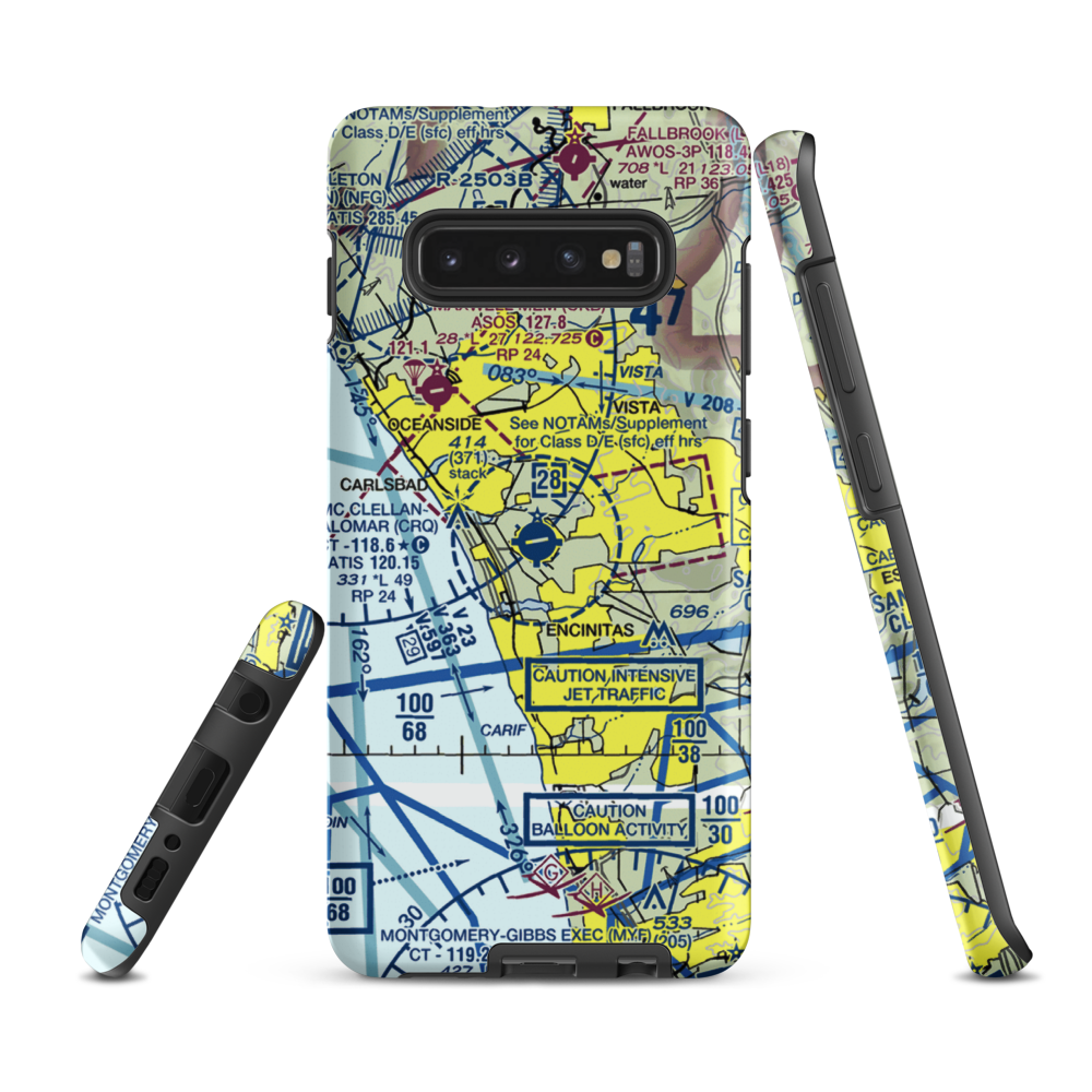 Mc Clellan-Palomar Airport (CRQ) VFR Sectional Samsung Phone Case Samsung Galaxy S10 Plus model shown