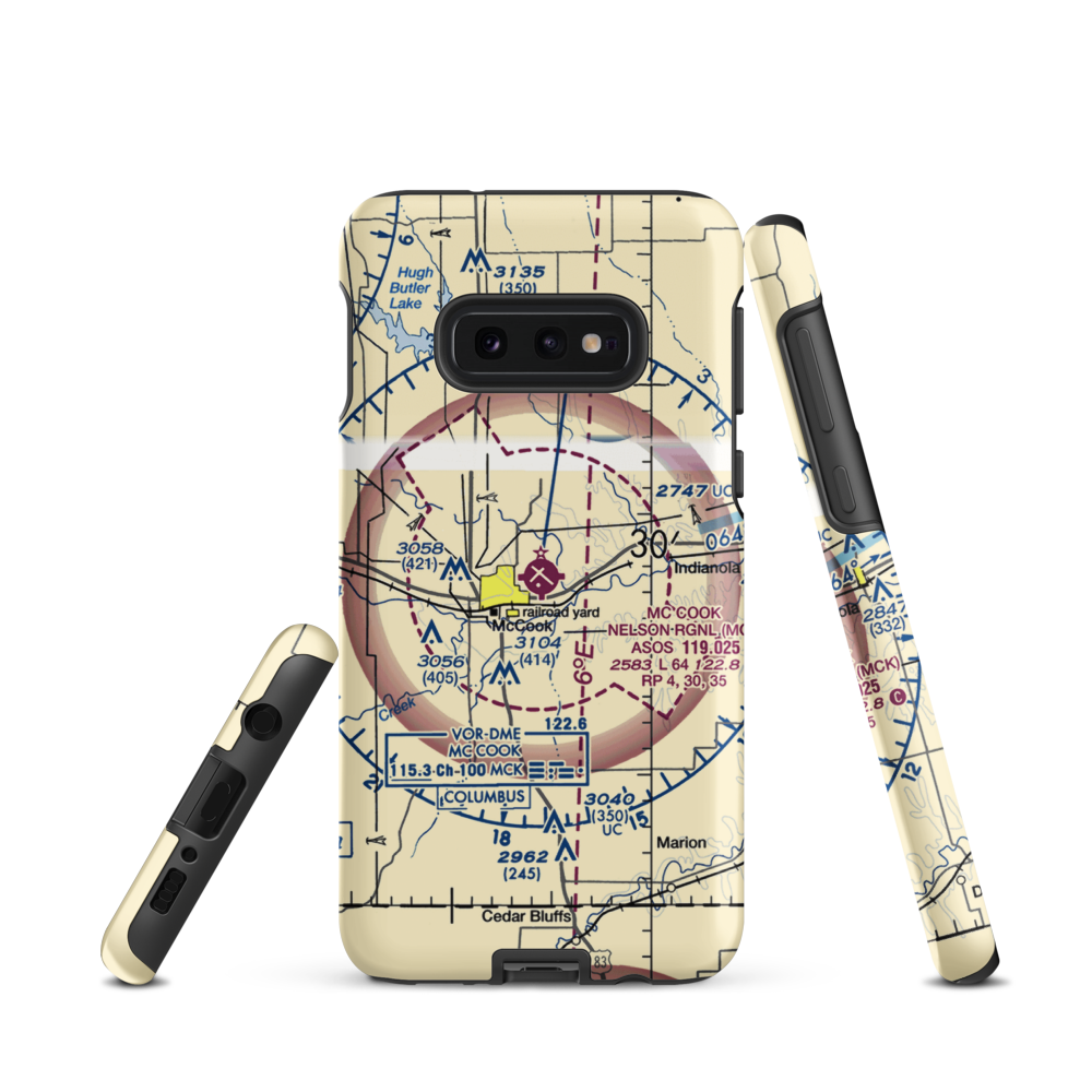 Mc Cook Ben Nelson Regional Airport (MCK) VFR Sectional Samsung Phone Case Samsung Galaxy S10 Plus model shown