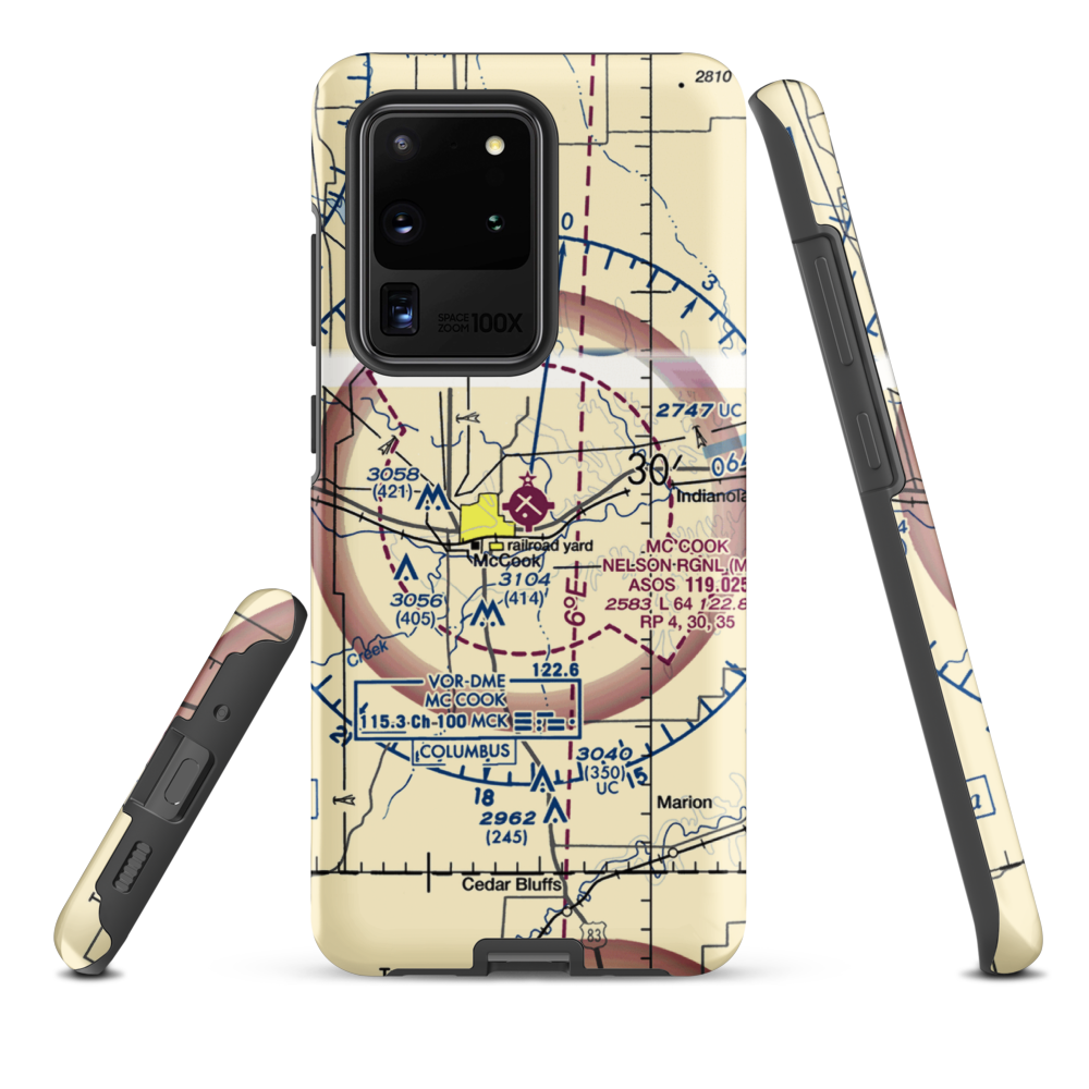 Mc Cook Ben Nelson Regional Airport (MCK) VFR Sectional Samsung Phone Case Samsung Galaxy S20 Ultra model shown