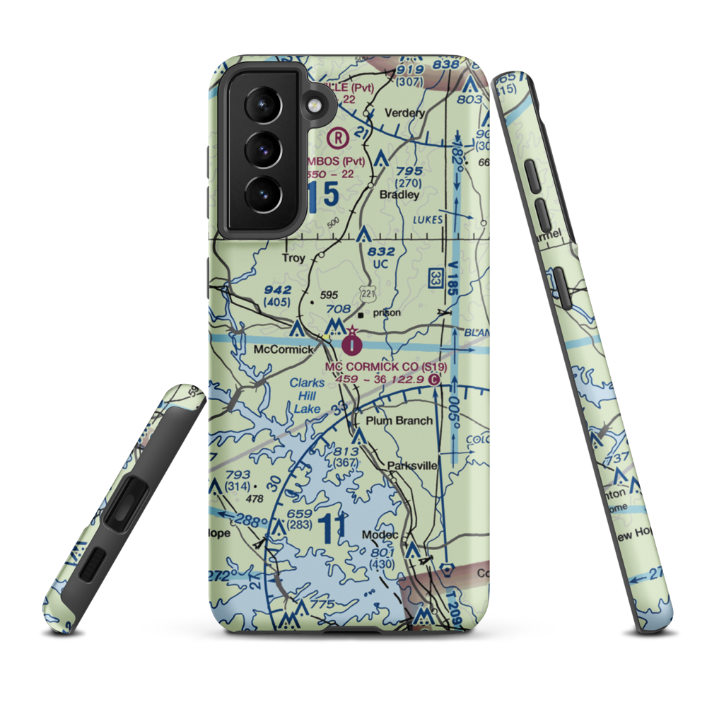 Mc Cormick County Airport (S19) VFR Sectional Samsung Phone Case Samsung Galaxy S21 FE model shown