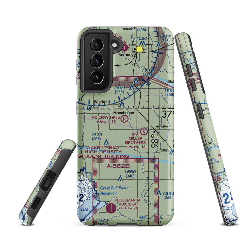 Mc Crays Airport (OK46) VFR Sectional Samsung Phone Case Samsung Galaxy S21 Ultra model shown