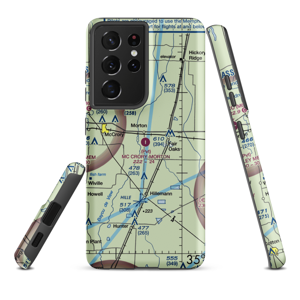 Mc Crory/Morton Airport (2AR4) VFR Sectional Samsung Phone Case Samsung Galaxy S21 Plus model shown