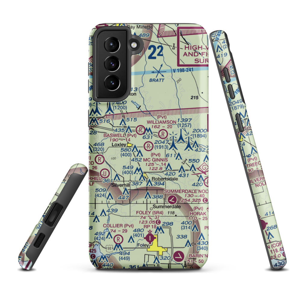 Mc Ginnis Airport (AL35) VFR Sectional Samsung Phone Case Samsung Galaxy S21 Plus model shown