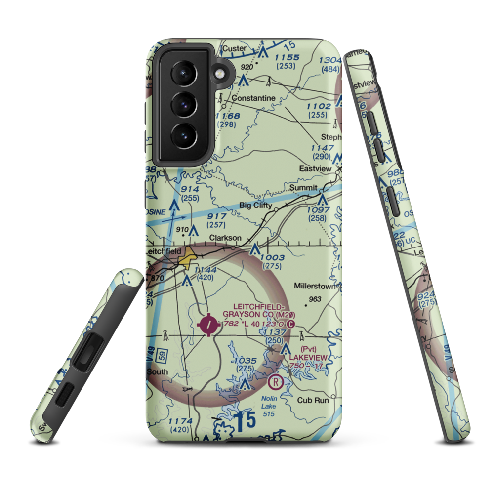 Mc Grew Airport (66KY) VFR Sectional Samsung Phone Case Samsung Galaxy S21 Plus model shown
