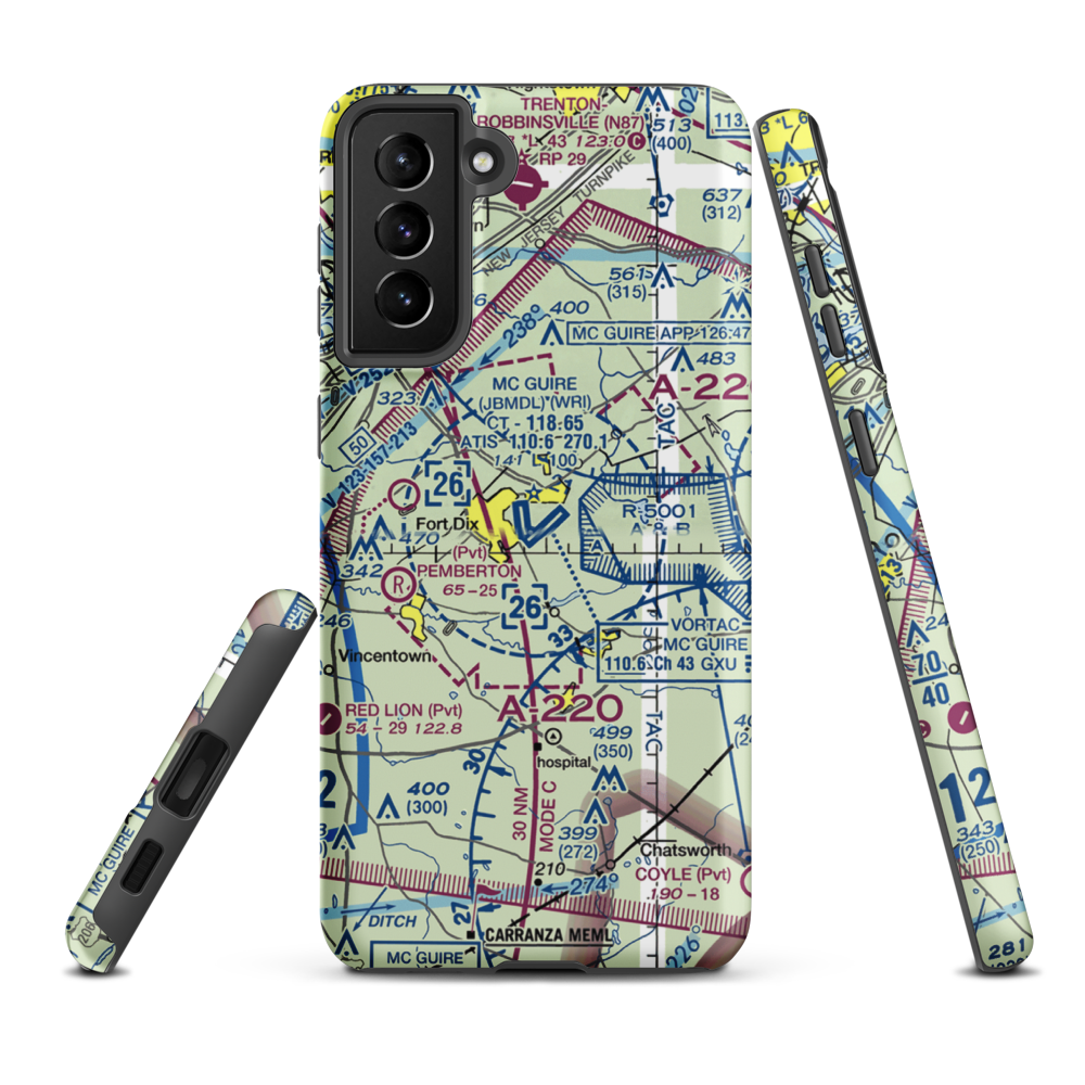 Mc Guire Air Force Base (WRI) VFR Sectional Samsung Phone Case Samsung Galaxy S21 Plus model shown