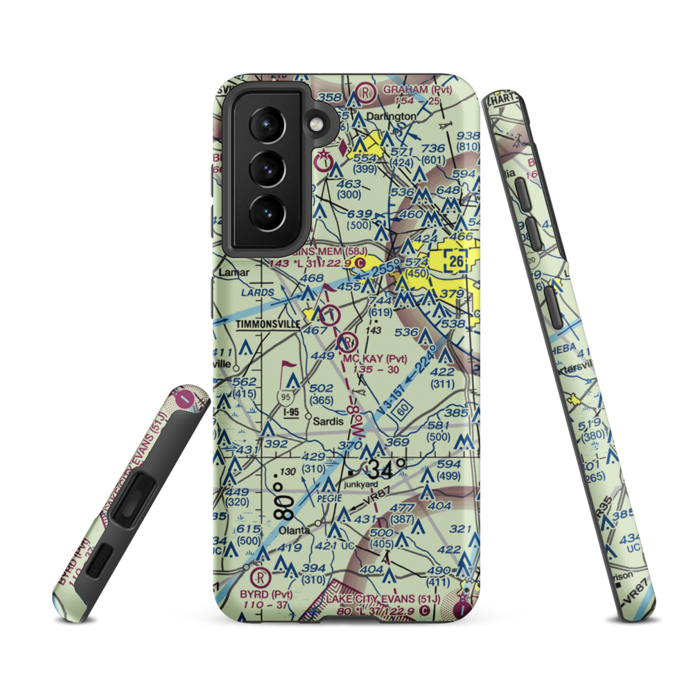 Mc Kay Airport (SC29) VFR Sectional Samsung Phone Case Samsung Galaxy S21 FE model shown