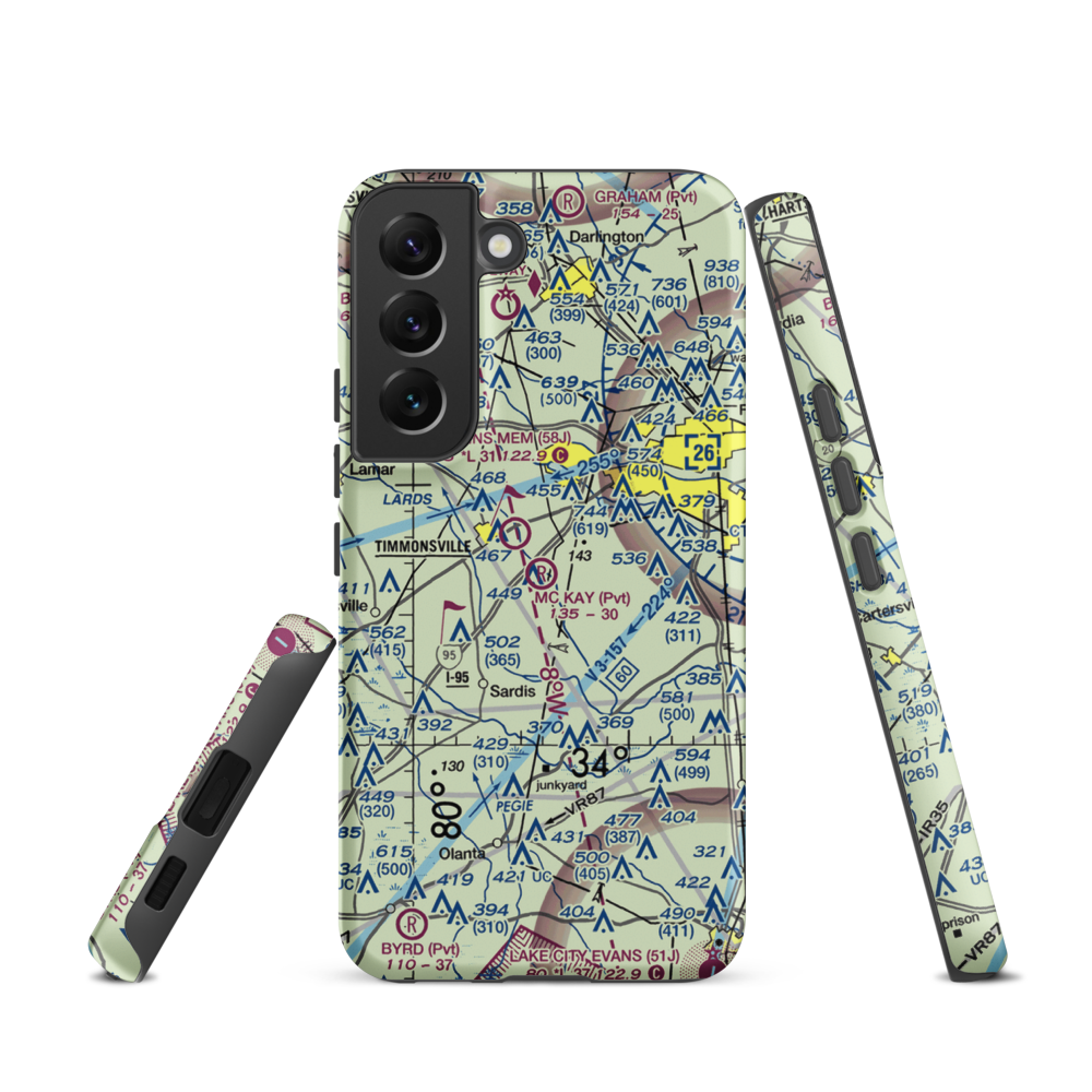Mc Kay Airport (SC29) VFR Sectional Samsung Phone Case Samsung Galaxy S22 model shown