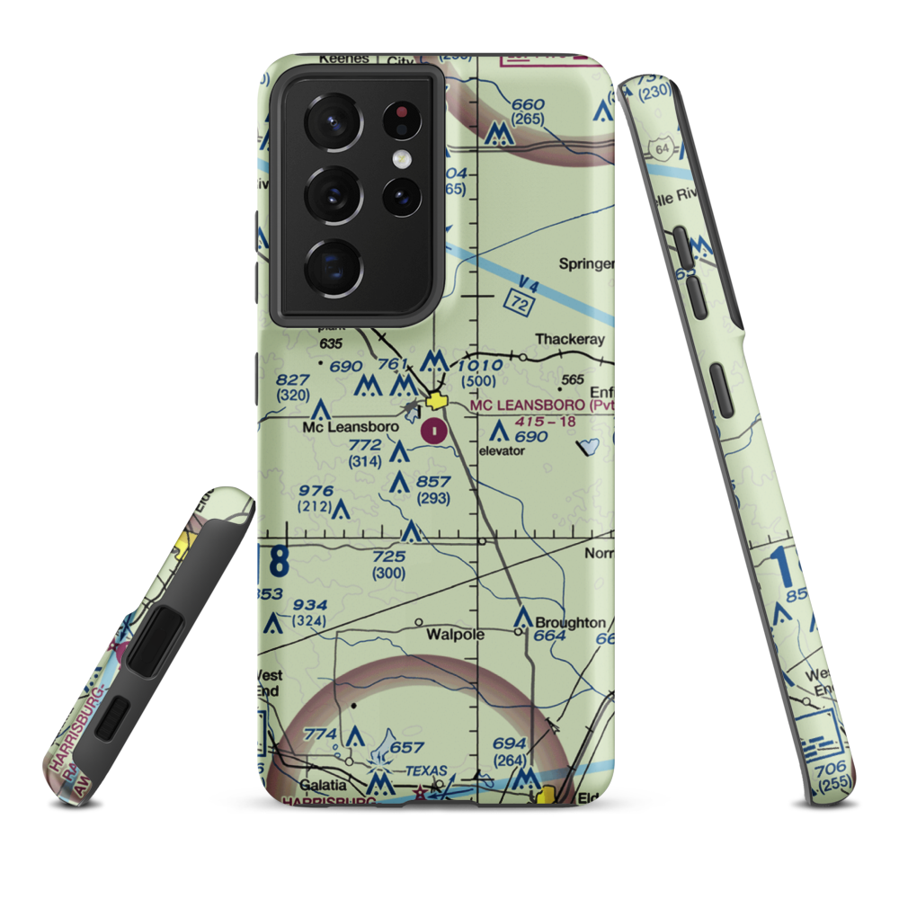Mc Leansboro Airport (3LL8) VFR Sectional Samsung Phone Case Samsung Galaxy S21 Ultra model shown