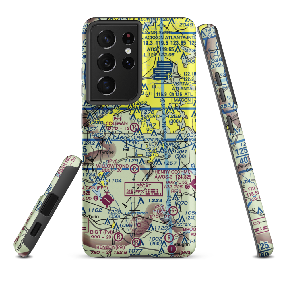 Mc Lendon Airport (GA94) VFR Sectional Samsung Phone Case Samsung Galaxy S21 Plus model shown