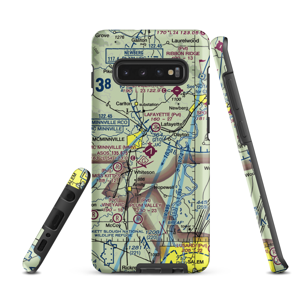 Mc Minnville Municipal Airport (MMV) VFR Sectional Samsung Phone Case Samsung Galaxy S10 Plus model shown